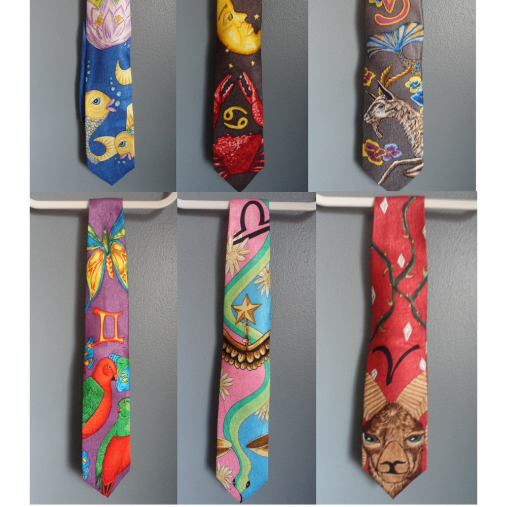 100% Silk horoscope neck tie by camille courtney